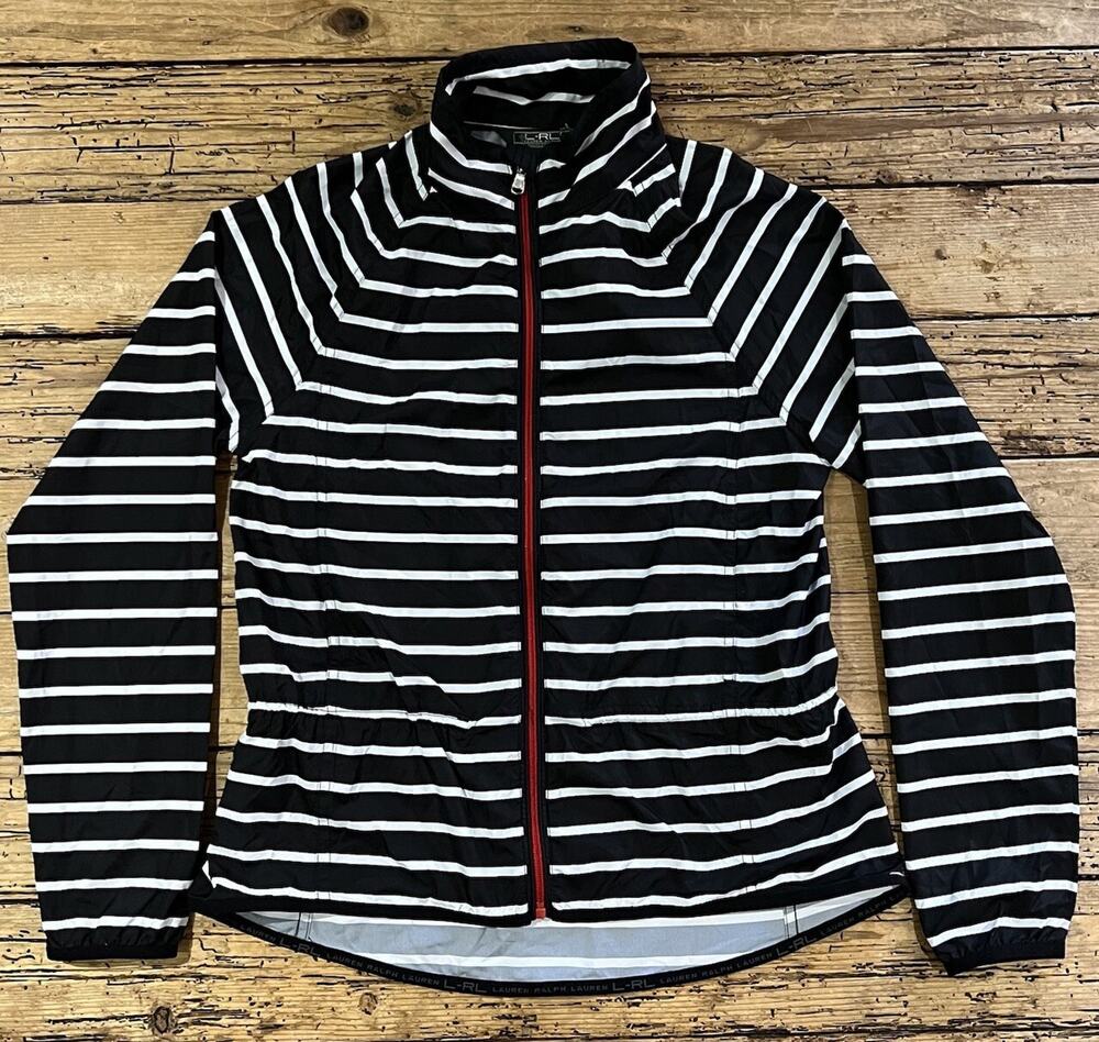 Lauren Active Women’s Size XS Striped Black/White Full Zip Windbreaker NWT